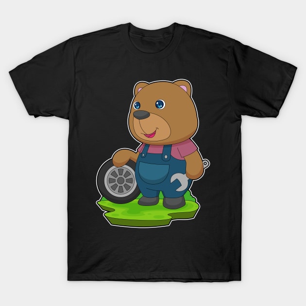 Bear Mechanic Car tire T-Shirt by Markus Schnabel